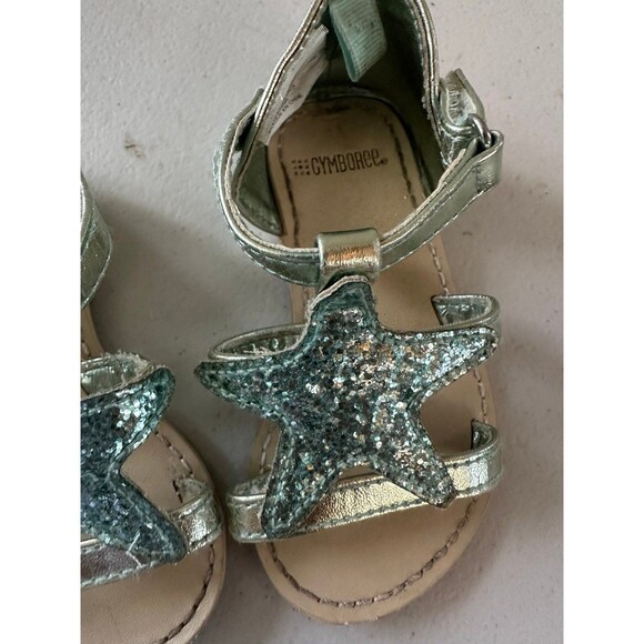 Gymboree Baby Girl Metallic Aqua Starfish Sparkly Faded Hook Loop Sandals 4 - Picture 6 of 6